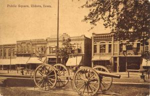 Eldora Iowa Public Square Cannon Street Scene Antique Postcard K25240