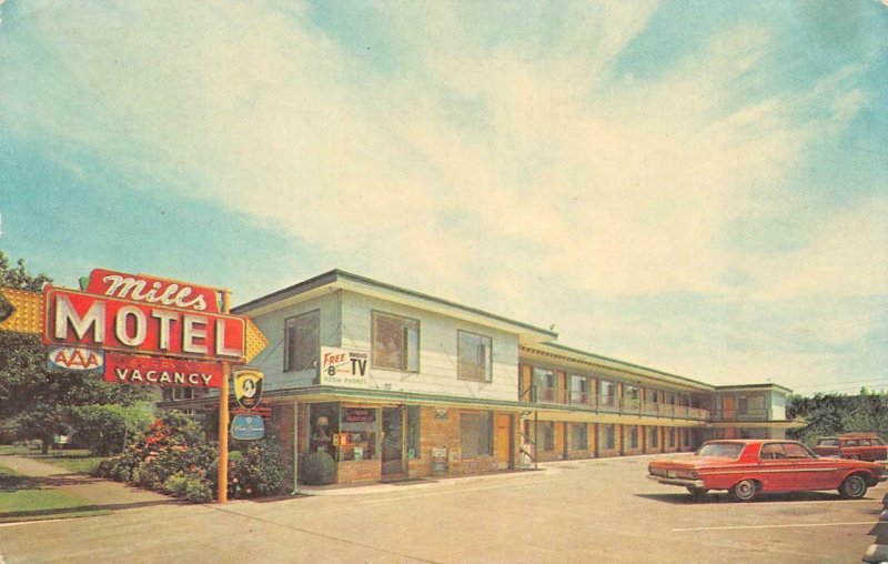 EUGENE, OR Oregon  MILLS MOTEL  Roadside  c1960's Chrome Postcard