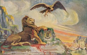 Patriotic World War 1 A La Belgique To Belgium Wounded But Not Dying Lion  06.27