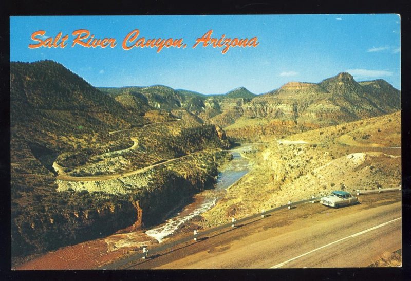 Salt River Canyon,Arizona/AZ Postcard, Highway/Old Car,'50's