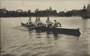 Stockholm Sweden Scull Boat Rowing Olympics c1912 Real Photo Postcard