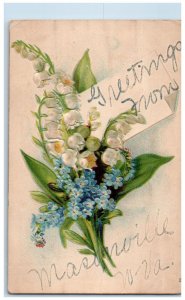 1907 Greetings from Masonville West Virginia WV Floral Embossed Postcard