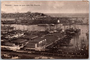 Genova Veduta del Porto Dalla Villa Rosazza Genoa Italy Boats & Ships Postcard