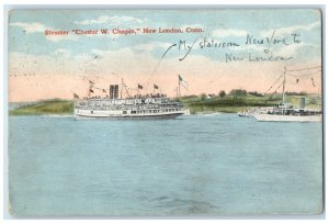 1922 Steamer Chester W. Chapin Exterior New London Connecticut Vintage Postcard