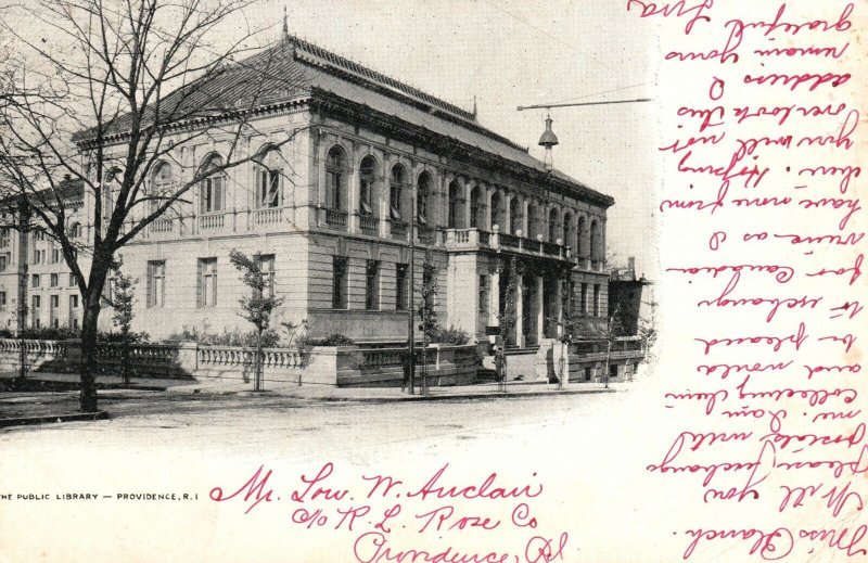 Vintage Postcard 1906 The Public Library Building Providence Rhode Island R.I.