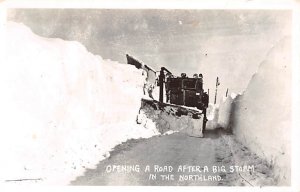 Opening Road After Big Snow Storm, Plow In The Northland, Real Photo Misc WI 