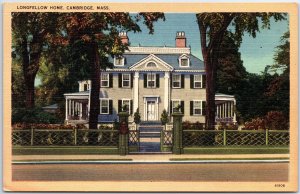 VINTAGE POSTCARD WM LONGFELLOW'S HOME AT CAMBRIDGE MASSACHUSETTS 1940s