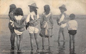 Children Wading in The Ocean Atlantic City, New Jersey NJ