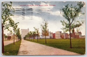 1915 Looking Cityward From Grand Park Chicago Illinois Roadway Posted Postcard