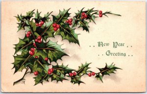 VINTAGE POSTCARD NEW YEAR GREETING THISTLE POSTED DOVER TO MOUNT TABOR N.J. 1915