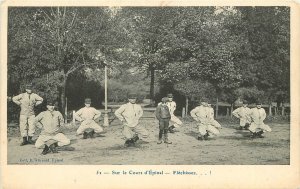 Postcard Epinal France Military Men Exercise Workout roadside 23-344