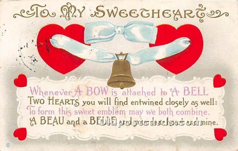 Valentines Day 1913 postal marking on front