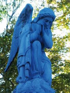 Blue Angel Zinc Grave Marker in Ohio Cemetery Statue Po