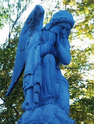 Blue Angel Zinc Grave Marker in Ohio Cemetery Statue Po