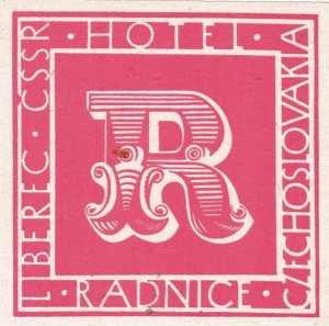 Czechoslovakia Liberec Hotel Radnice Vintage Luggage Label sk3607