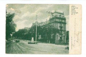 NY - Saratoga. Congress Hall Hotel & Street Scene ca 1905  (chip)
