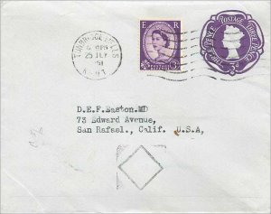 Entier Postal Stationery Postal Britain Great Britain Tunbridge USA to San Ra...