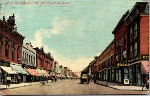 Postcard Main Street Looking East in Marshalltown, Iowa