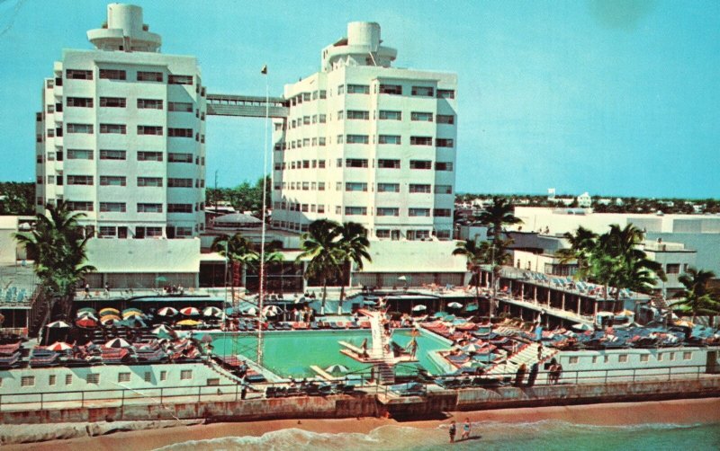 Vintage Postcard 1972 Sherry Frontenac Hotel Swimming Pool Miami Beach Florida