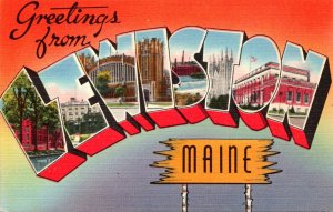 Maine Greetings From Lewiston Large Letter Linen