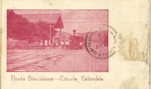 colombia, CUCUTA, Norda Stacidomo, Railway Station, Steam Train (1910s) Postcard
