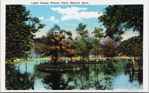 Lighthouse Palmer Park Detroit Michigan Vintage Postcard C160