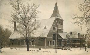 Baptist Church 1917 Sidney Iowa RPPC Photo Postcard Winter real photo 11527