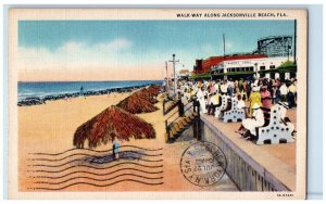 1936 View Of Walk-away Along Jacksonville Beach Florida FL Vintage Postcard 