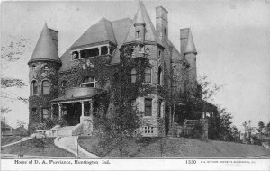 H60/ Huntington Indiana Postcard 1910 Home of D.A. Purviance