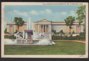 Ohio CLEVELAND Fountain and Museum of Art pm1945 ~ Linen