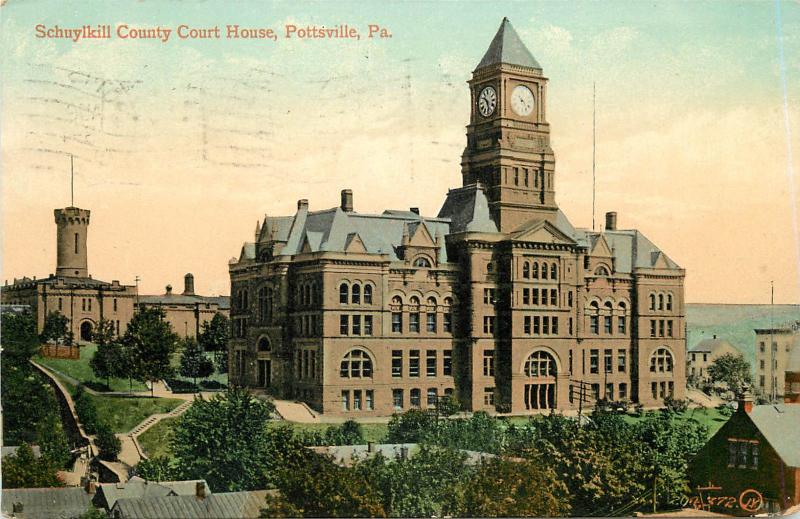Vintage Postcard Schuylkill County Court House Pottsville PA