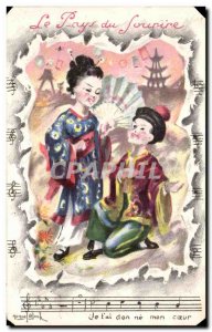 Old Postcard The Land of Smile Japan Fan