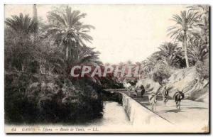 Old Postcard Gabes Djara Tunis route Donkey Donkey