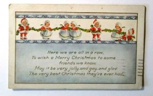 Christmas Postcard Children Santa Claus Suits Whitney Embossed Antique 1919