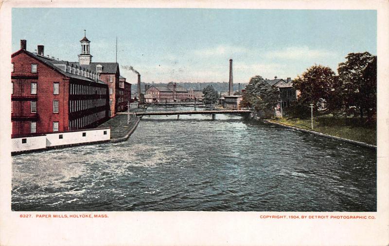 Paper Mills, Holyoke, Mass., 1904 Postcard, Unused, Detroit Photographic Co.