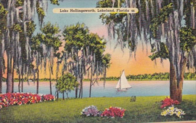 Florida Lakeland Sailboat On Lake Hollingsworth 1941