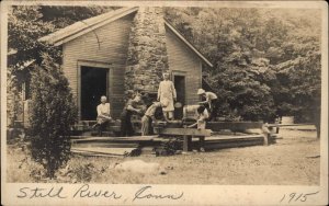 Danbury Still River CT Carpenters Building Deck Real Photo Postcard c1915