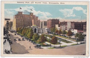 MINNEAPOLIS, Minnesota, PU-1926; Gateway Park And Nicollet Hotel, Hue Clothin...