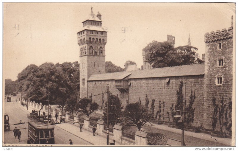 CARDIFF, Glamorgan, Wales, PU-1925; The Castle, Cable Cars