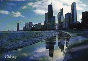 Illinois Chicago Skyline And North Avenue Beach Seen From The Lakefront