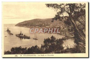 Old Postcard Villefranche La Rade and & # 39Escadre Charter