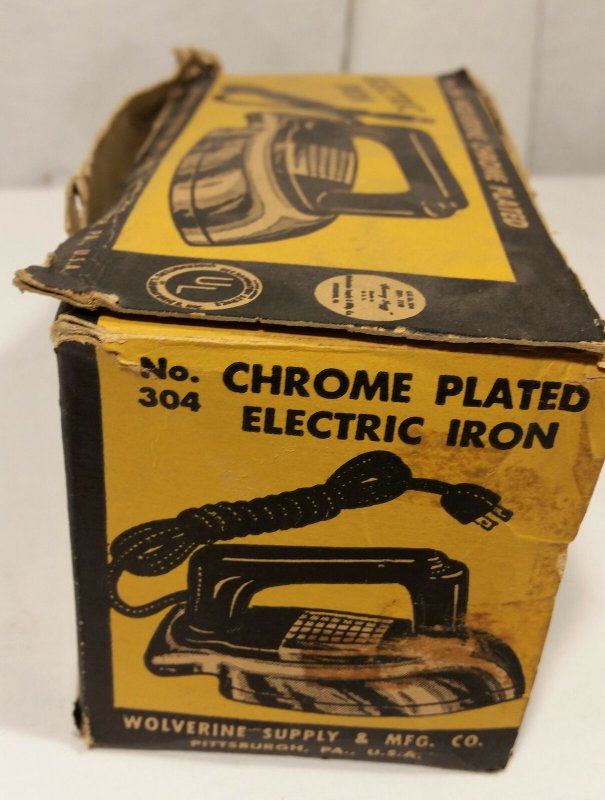 Vintage Sunny Suzy Chrome Plated Electric Iron #304 Pittsburgh Pa Box Works VG