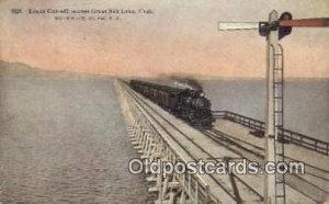 Lucin Cut Off, Great Salt Lake, Utah, UT USA Trains, Railroads 1924 corner we...