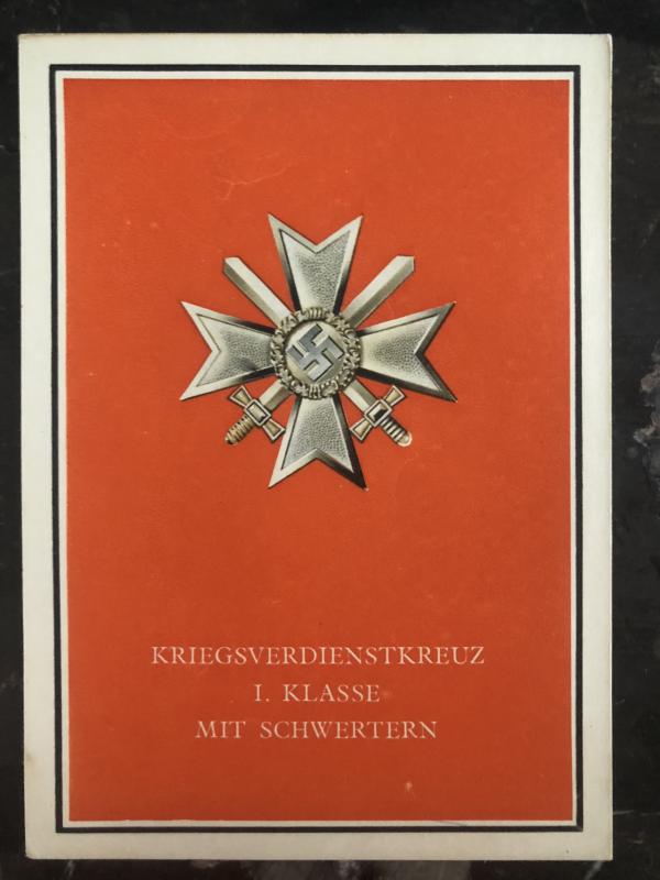 Mint Germany Patriotic Postcard War Merit Cross with swords WWII
