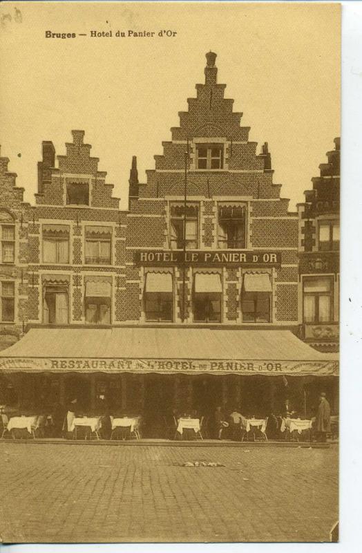 BRUGES HOTEL DE PANIER D'OR VINTAGE POSTCARD BELGIUM CAFE