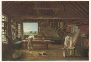 John Hill The Carpenters Shop Enfield Tate Gallery Painting Postcard