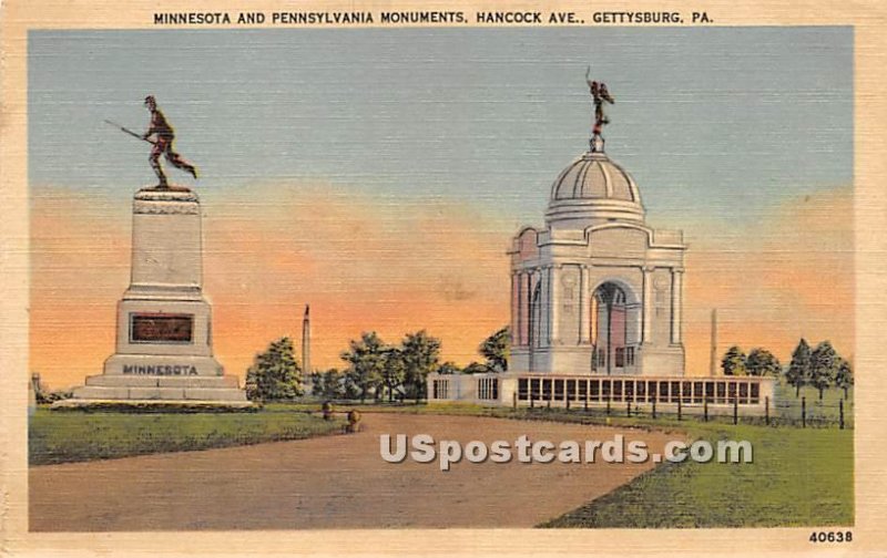 Minnesota and Pennsylvania Monuments, Hancock Ave Gettysburg, PA