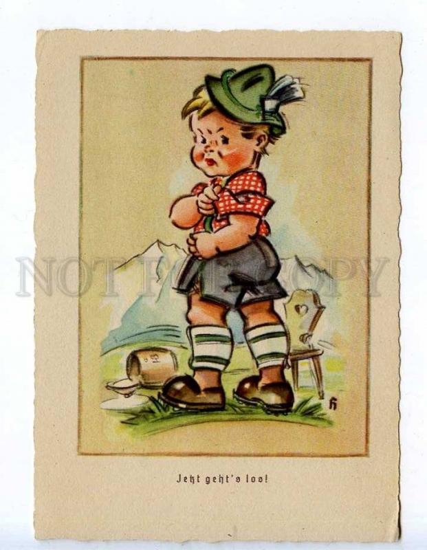 258930 GERMANY HB BEER Alpine Boy Vintage postcard