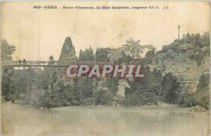 Old Postcard Paris Buttes Chaumont the Suspension Bridge