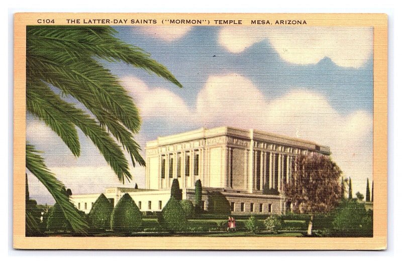 Postcard The Latter Day Saints (Morman) Temple Mesa Arizona c1954 Postmark